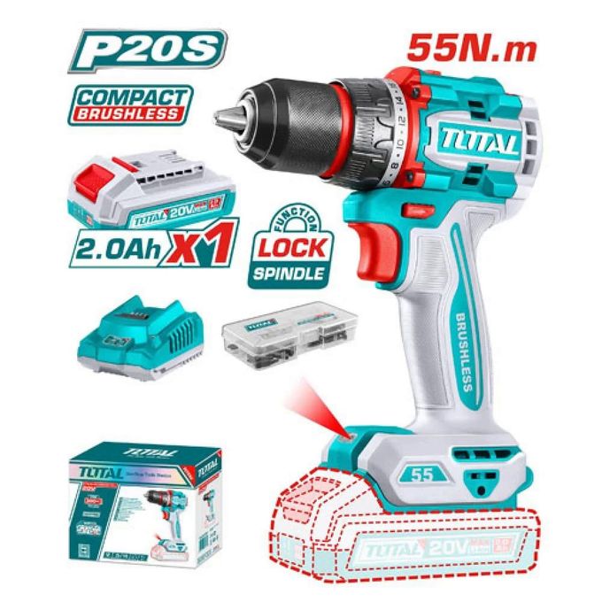 Total TDLI205582 Compact Brushless Cordless Drill 