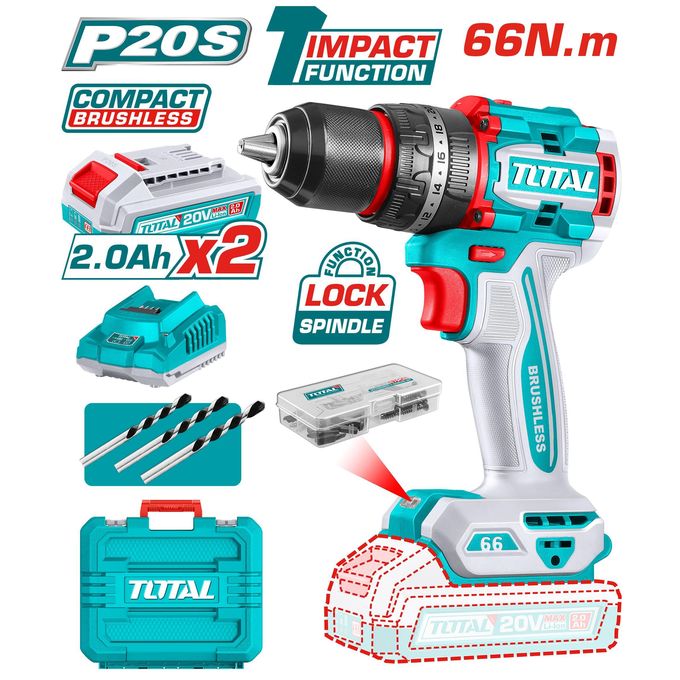 Total TIDLI20668 Compact Brushless Cordless Impact Drill