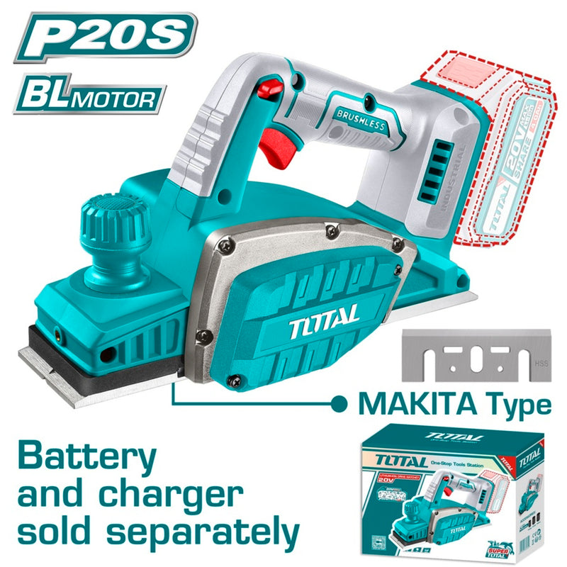 Total TTRLI20401 20V Li-ion Cordless planer, 82 mm