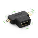 UGREEN HD129 Micro HDMI + Mini HDMI to HDMI Female Adapter UG-20144 – High-Speed 4K Video & Audio Conversion for Cameras, Laptops & Monitors
