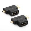UGREEN HD129 Micro HDMI + Mini HDMI to HDMI Female Adapter UG-20144 – High-Speed 4K Video & Audio Conversion for Cameras, Laptops & Monitors