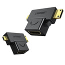 UGREEN HD129 Micro HDMI + Mini HDMI to HDMI Female Adapter UG-20144 – High-Speed 4K Video & Audio Conversion for Cameras, Laptops & Monitors