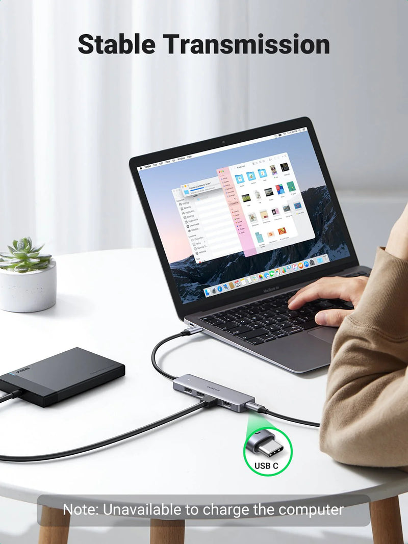 Ugreen 4 Port USB 3.0 Hub CM219 - 4-Port Hub with USB-C & USB-A 2-in-1 interface - 1M Cable – (UG-25851)