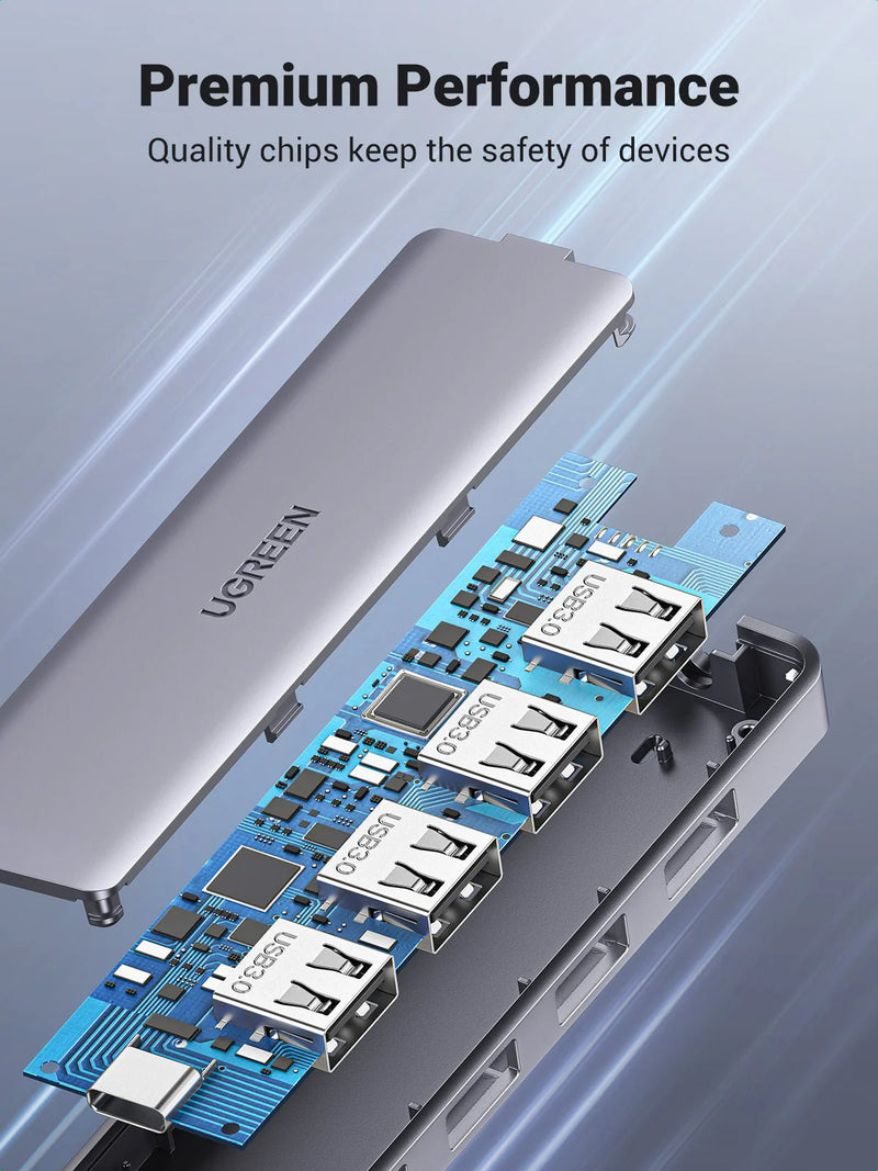 Ugreen 4 Port USB 3.0 Hub CM219 - 4-Port Hub with USB-C & USB-A 2-in-1 interface - 1M Cable – (UG-25851)