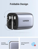 UGREEN X755 Nexode Pro 65W 3-Port GaN Fast Charger (UK Plug) Grey + 1.5M 100W USB-C Cable UG-25872 – Compact PD Fast Charging Adapter 