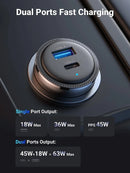 UGREEN EC701 63W 2-Port Fast Car Charger UG-35023 – Quick Charging USB-C & USB-A Adapter for Cars