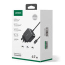 UGREEN X377 USB-C 67W PD GaN Tech Power Adapter UG-35063 – UK Plug + 3 DC Connectors, Fast Charging Solution