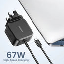 UGREEN X377 USB-C 67W PD GaN Tech Power Adapter UG-35063 – UK Plug + 3 DC Connectors, Fast Charging Solution