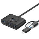 UGREEN CR113 4-Port USB 3.0 Hub 2-in-1 (USB-C & USB-A) 1M Black UG-40850 – 5Gbps High-Speed Data Splitter for Laptop & PC