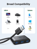 UGREEN CR113 4-Port USB 3.0 Hub 2-in-1 (USB-C & USB-A) 1M Black UG-40850 – 5Gbps High-Speed Data Splitter for Laptop & PC