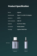 UGREEN US270 USB-C to USB 3.0 Adapter Cable with Lanyard UG-50283 – Fast Data Transfer & Durable Design