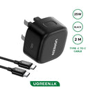 UGREEN CD250 USB-C 25W PD Charger with 2M USB-C to USB-C Cable UG-50577 – Fast Charging UK Plug