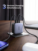 UGREEN CD296 65W 3-Port GaN Fast Charger UG-90409 – Interchangeable UK/US/EU Plugs, Quick Charging for Laptops, Phones & Tablets