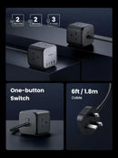 UGREEN CD268 3 AC Outlets + 65W 2A2C DigiNest Cube Power Strip UG-90906 – Fast Charging, UK Plug, 1.8m Cable, Black 