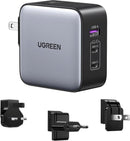 UGREEN 65W 3-Port GaN Fast Charger with Interchangeable UK/US/EU Plugs – UG-90409 CD296