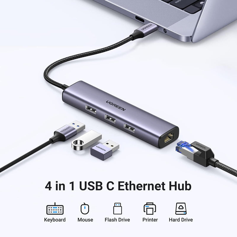 UGREEN CM475 USB-C to USB 3.0 Hub (3 Ports) + Gigabit Ethernet - UG-60600