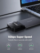 UGREEN CR108 USB 3.0 A To 3.5''/2.5" SATA Adapter Cable with DC 12V 2A Power Adapter	