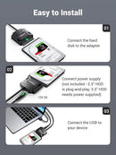 UGREEN CR108 USB 3.0 A To 3.5''/2.5" SATA Adapter Cable with DC 12V 2A Power Adapter	