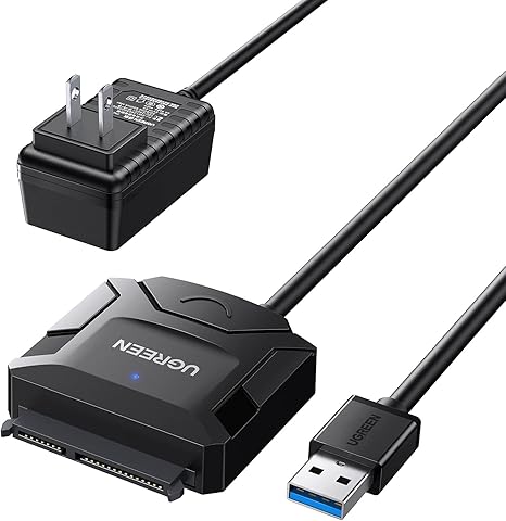 UGREEN CR108 USB 3.0 A To 3.5''/2.5" SATA Adapter Cable with DC 12V 2A Power Adapter	