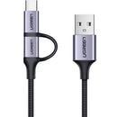 Ugreen US177 USB A to Micro USB + USB Type C Cable 1M