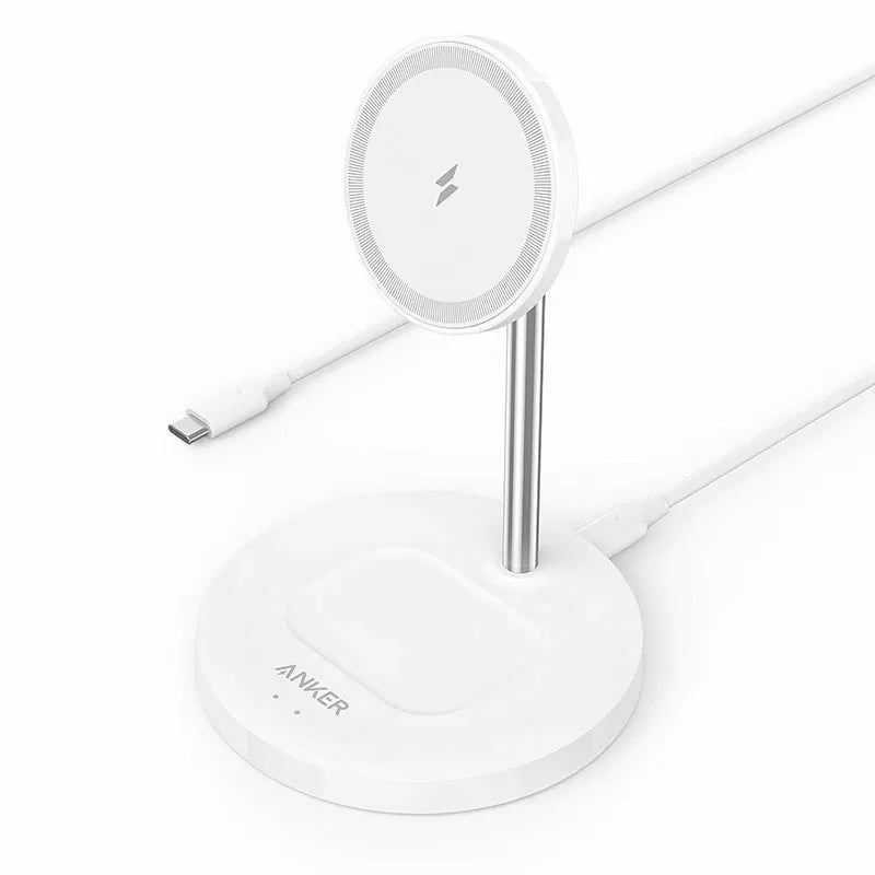 Anker A2543H21PowerWave Magnetic 2-in-1 Wireless Charger Stand with 4 ft USB-C Cable, Wireless Charging Station