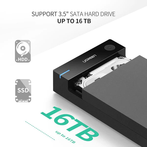 Ugreen USB 3.0 3.52.5 Hard Drive Enclosure with UK Power Adapter - US222