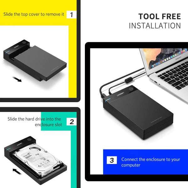 Ugreen USB 3.0 3.52.5 Hard Drive Enclosure with UK Power Adapter - US222