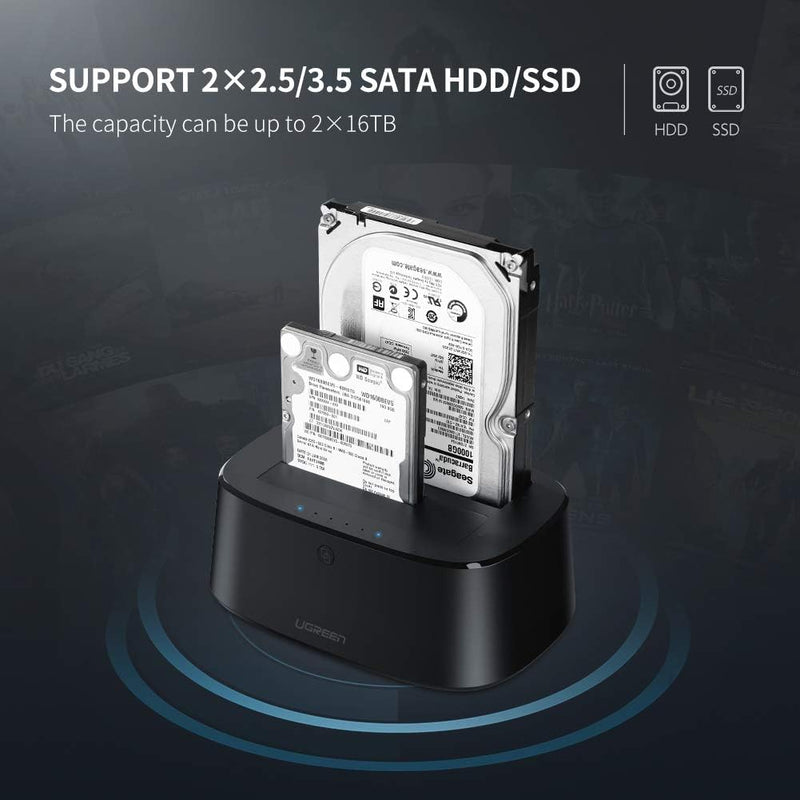 Ugreen USB 3.0 Dual Bay SATA Hard Drive Docking Station - CM198