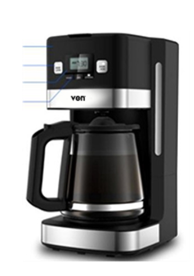 VON VCMD-901DK 1500W Drip Coffee Maker – Fast Brewing, Energy-Efficient &amp; Stylish Coffee Machine for Homes and Offices