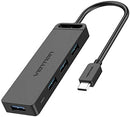 Vention USB-C to 4-Port USB 3.0 Hub with Power Supply 0.5 Meters - TGKBD