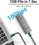 Vention KPGH0 M.2 NVMe SSD Enclosure (USB 3.1 Gen 2-C) Gray Aluminum Alloy – Professional Grade High-Speed External Storage Enclosure for M.2 NVMe SSDs, Data Backup, and Portable File Management for Home, Office, and Professional Use