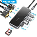 Vention TFHHB Multi-function USB-C to HDMI/USB-C Gen 1/USB 3.0 Docking Station – Professional Grade High-Speed USB-C Hub with Multi-Port Connectivity, 4K Video Output, and Reliable Data Transfer for Office, Home, and Professional Use
