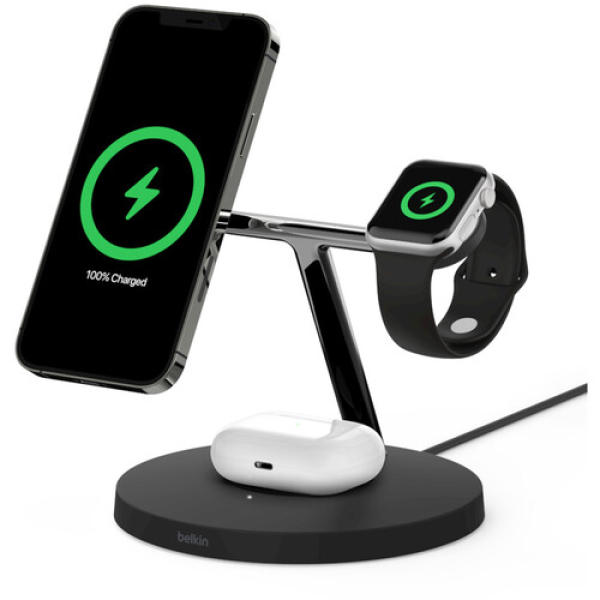 Belkin  WIZ001MYBK  Boost Charge 3-In-1 Wireless Charger For Apple Devices 