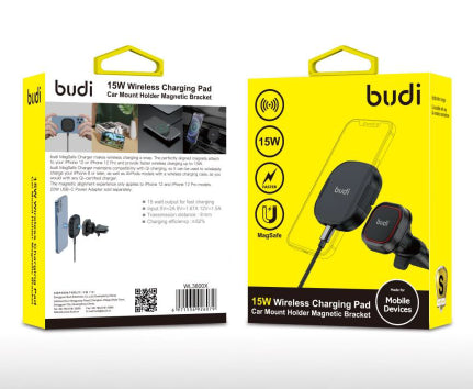Budi WL3800XB 15W wireless charger in the car