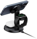 Budi WL4900 Wireless 3 in 1 Charging Stand – Fast Wireless Charging Dock for Smartphone, Smartwatch and Earbuds with Stable Desktop Design for Home and Office Use