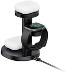 Budi WL4900 Wireless 3 in 1 Charging Stand – Fast Wireless Charging Dock for Smartphone, Smartwatch and Earbuds with Stable Desktop Design for Home and Office Use