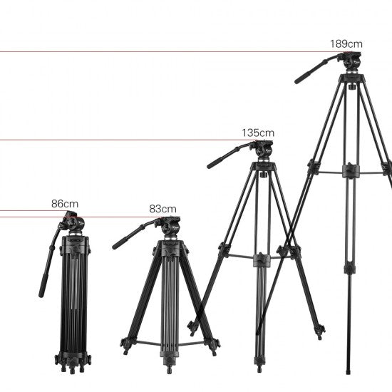 Weifeng WF-717 1.8m Heavy Duty Video Tripod with Fluid Hydraulic Head