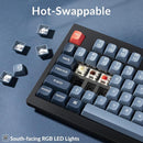 Keychron V5 Max hot swappable PCB showing mechanical switches and south facing RGB LEDs   