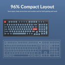 Keychron V5 Max 96 percent compact layout size comparison chart with full size keyboard