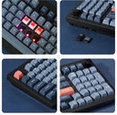 Keychron V5 Max close up detail views showing RGB backlighting USB receivers and volume knob