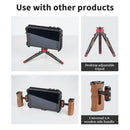 YC Onion YoloBox Pro cage showing compatibility with desktop tripod and wooden side handle accessories
