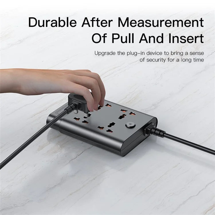 YESIDO MC11 2650W Power Strip 4 UK Sockets + PD + 2 USB Ports Multifunction Power Socket