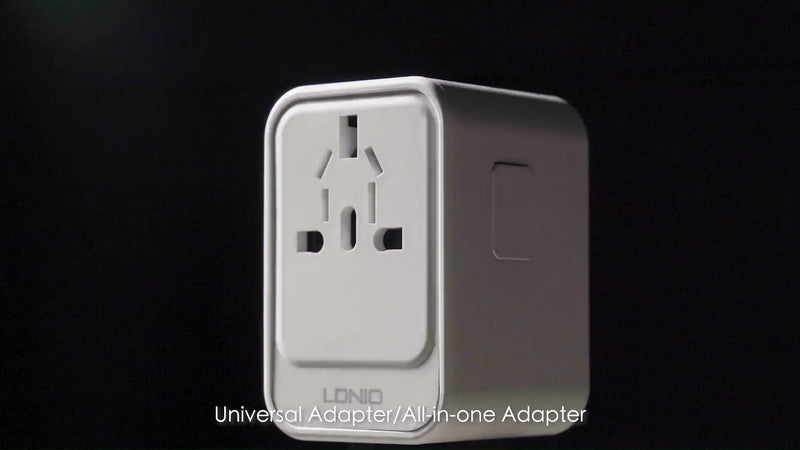 Ldnio Z6 Worldplug All in One Travel Charger, 3 USB Ports, 65W GaN Travel Multi Plug Adapter with Type C Charging