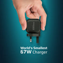 Promate GaNCube-67 Super-Speed USB-C GaNFast  67W  Charger - Perfect for Laptop Charging & Travel