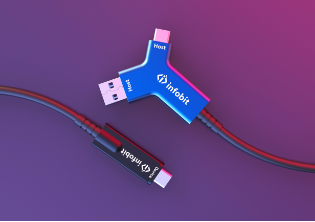 Infobit iFiber Y10 USB 3.2 A+C to C Active Optical Fiber Cable – 10Gbps High-Speed Data Transfer, 10m (33ft) USB Extension