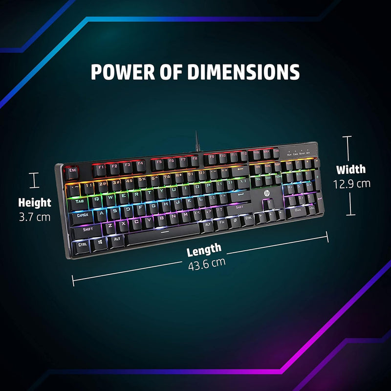HP GK100F Wired Mechanical Gaming Keyboard,4 LED Indicators, Mechanical Switches