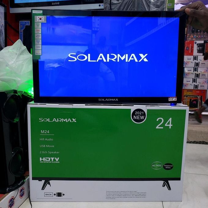 Solarmax 24" AC/DC LED Digital TV - Frameless, Smart, Bluetooth-Enabled Android TV, Netflix + YouTube, Wi-Fi Television