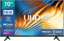 Hisense 70A61K 70" 4K Smart DLED TV (2023) – Ultra HD, HDR, Netflix & YouTube Ready