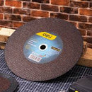 Deli EDH-SZP355-E1 355mm x 3mm x 25.4mm Abrasive Metal Cutting Disc Flat Centre – Heavy Duty Cutting Disc for Metal Fabrication, Workshop, and Industrial Applications