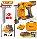Ingco CBNLI2016 20V Cordless Li-Ion Nailer Kit – Powerful Cordless Nail Gun for Professional Use